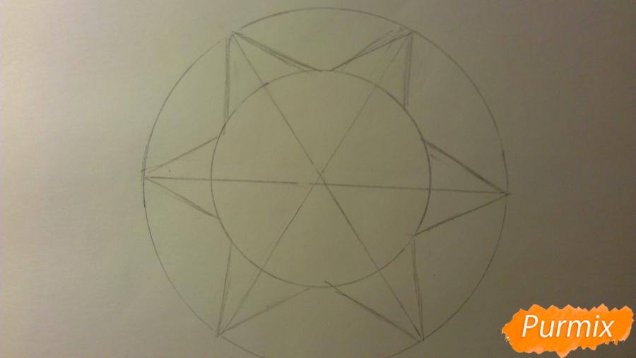 Как легко и красиво нарисовать снежинку на бумаге для детей - шаг 4