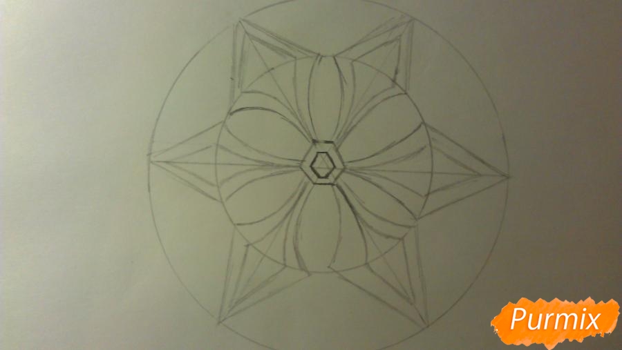 Как легко и красиво нарисовать снежинку на бумаге для детей - шаг 7