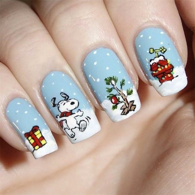 Идей маникюра на Новый год 2023 на короткие, длинные ногти