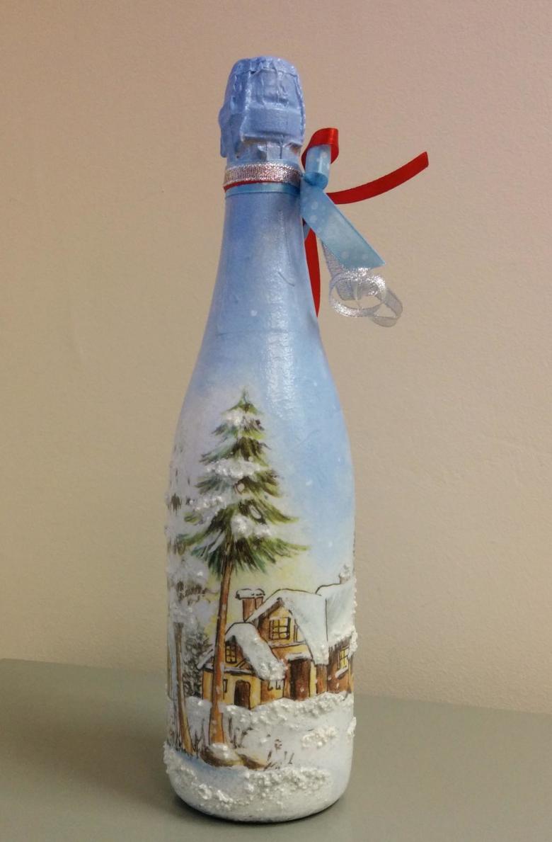Как украсить бутылку шампанского на Новый Год 2023: фото примеры декора новогодней бутылки