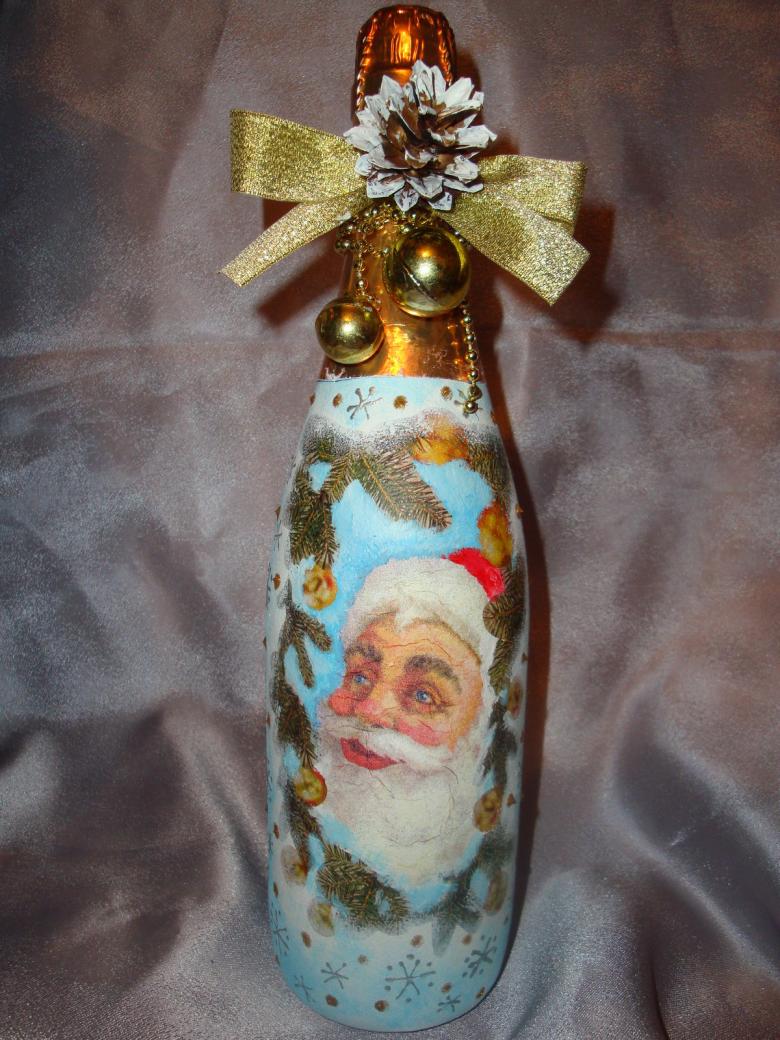 Как украсить бутылку шампанского на Новый Год 2023: фото примеры декора новогодней бутылки