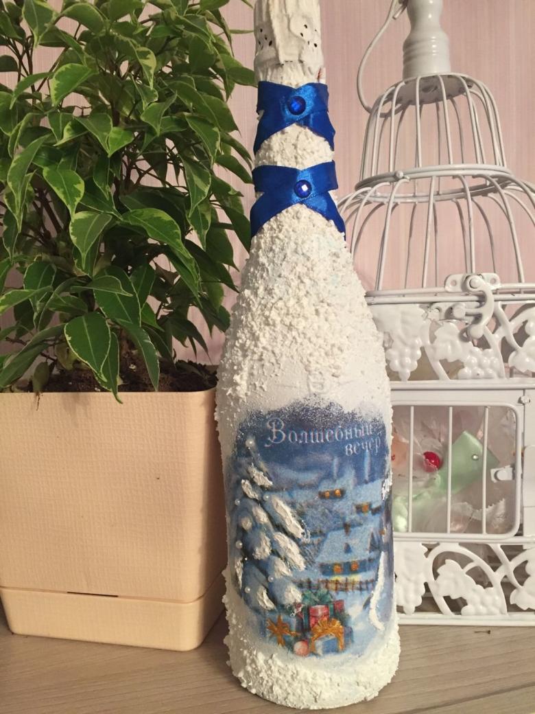 Как украсить бутылку шампанского на Новый Год 2023: фото примеры декора новогодней бутылки