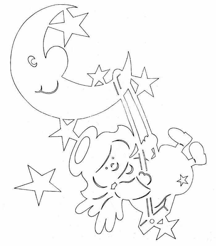 Новогодний ангел — шаблон для вырезания из бумаги, пример 5