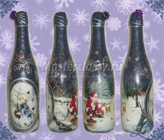 Бутылка шампанского на новый год своими руками. Подробные мастер-классы с фото. Бутылка шампанского на новый год своими руками. Подробные мастер-классы с фото.