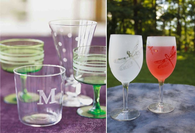 Нанесение рисунка на бокалы матирующей краской