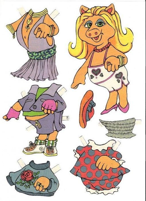 Бумажные куклы в виде свиней