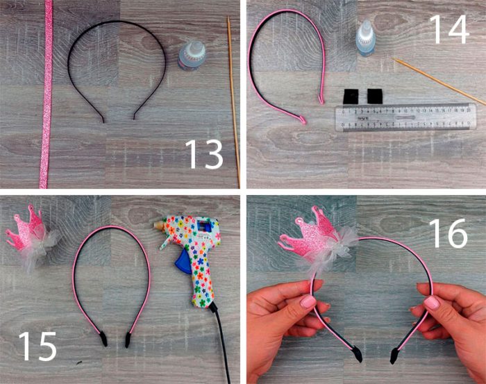 повязка на голову с короной пошагово