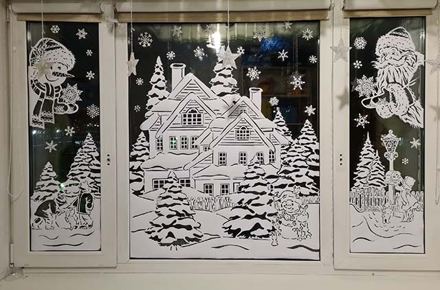 Трафареты на окна для вырезания из бумаги к новому году 2023