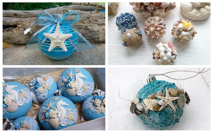 Новогодние украшения в морском стиле