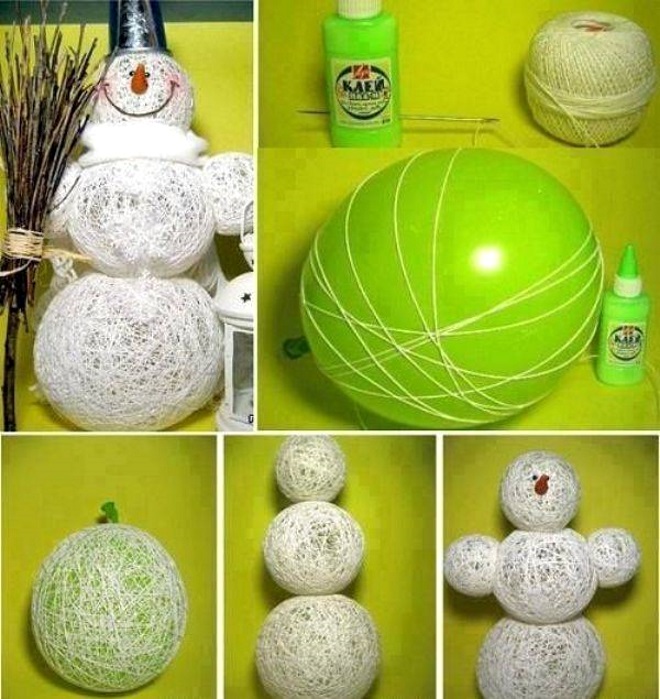 Снеговик из ниток