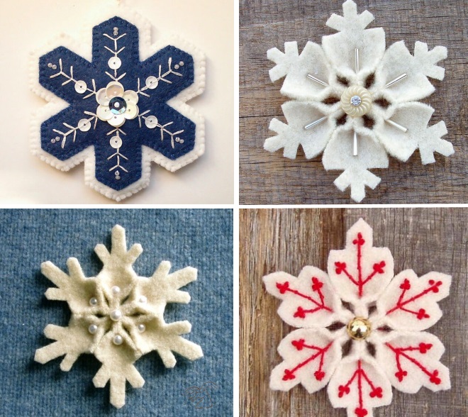 Снежинка из фетра