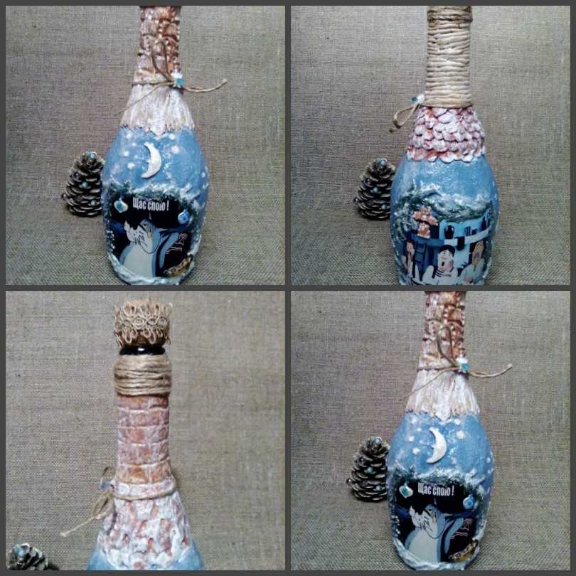 Как украсить бутылку шампанского на Новый Год 2023: фото примеры декора новогодней бутылки