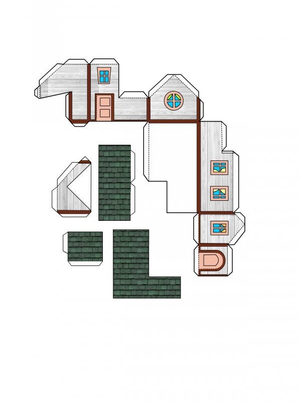 Домики из бумаги — шаблоны для вырезания