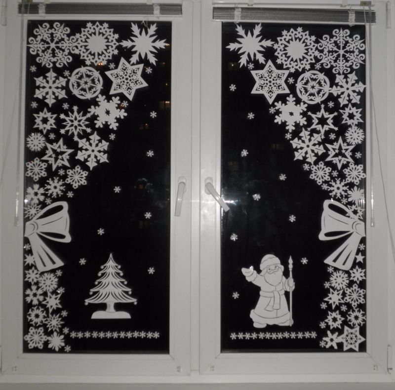 Трафареты на окна для вырезания из бумаги к новому году 2023