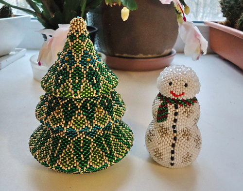 новогодняя поделка из бисера своими руками пошагово 3