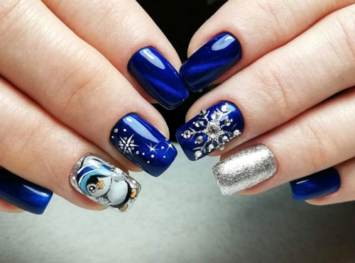 новогодний маникюр на короткие ногти гель-лаком 9