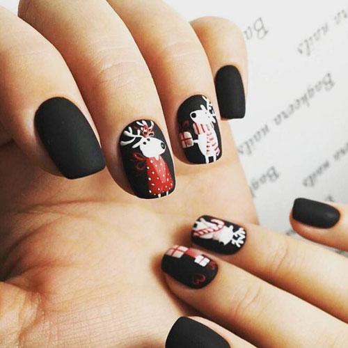 Новогодний маникюр на короткие ногти 8