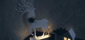 Новогодний олень - трафарет для вырезания 2023, большого размер