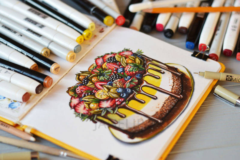 Рисунки маркерами для скетчинга: скетч для начинающих пошагово, варианты легких рисунков фломастерами для скетчбука