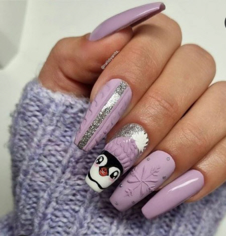 Фото новогоднего маникюра с блестками