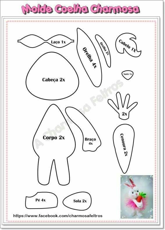 шаблон для кролика из фетра 2