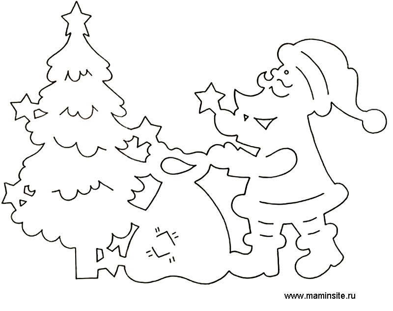 вытынанки Дед Мороз и Снегурочка шаблоны 3