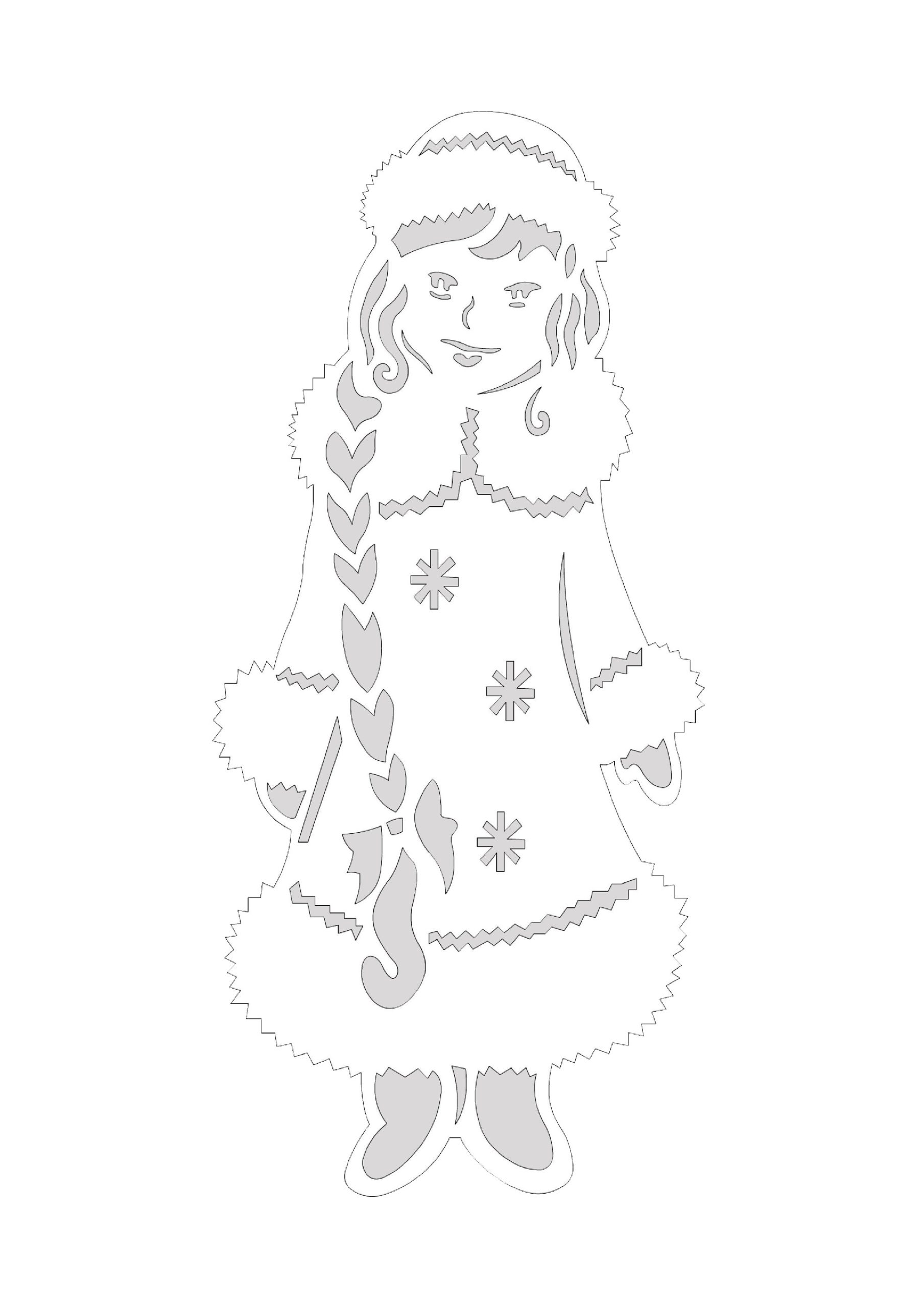 большие вытынанка Дед Мороз и Снегурочка шаблоны 4