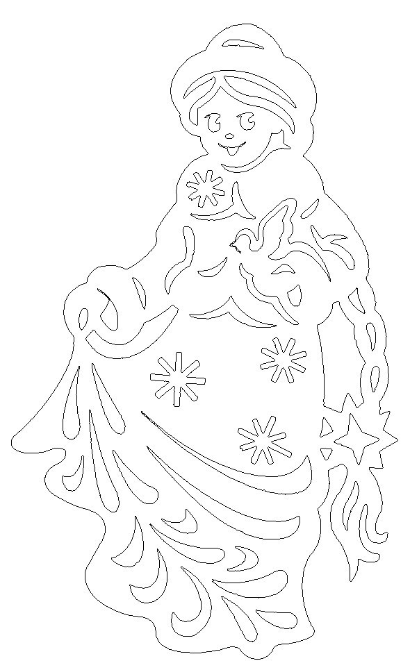 большие вытынанка Снегурочка шаблоны 3