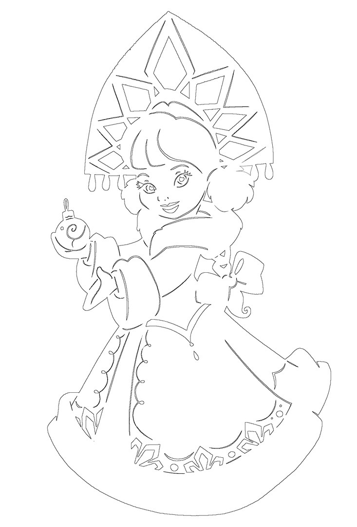 большие вытынанка Снегурочка шаблоны 5