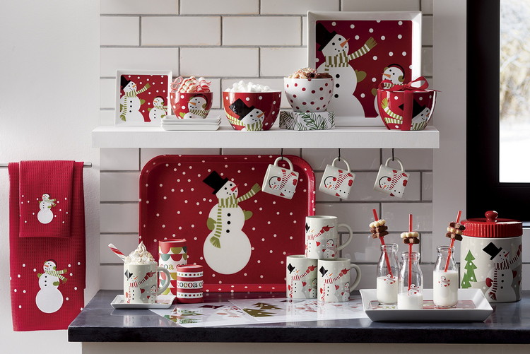 украшение кухни новогодней посудой