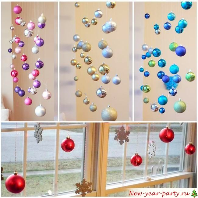 Елочные шарики на леске