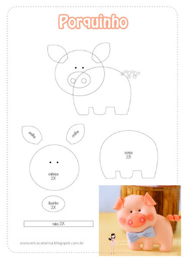 Выкройка Игрушка Свинья